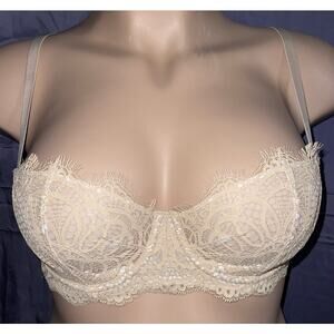 32DDD NUDE LACE VICTORIA'S SECRET DREAM ANGELS UNLINED BALCONETTE BRA